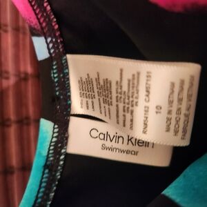 Calvin Klein Women's One Piece Swimsuit - Black and Blue